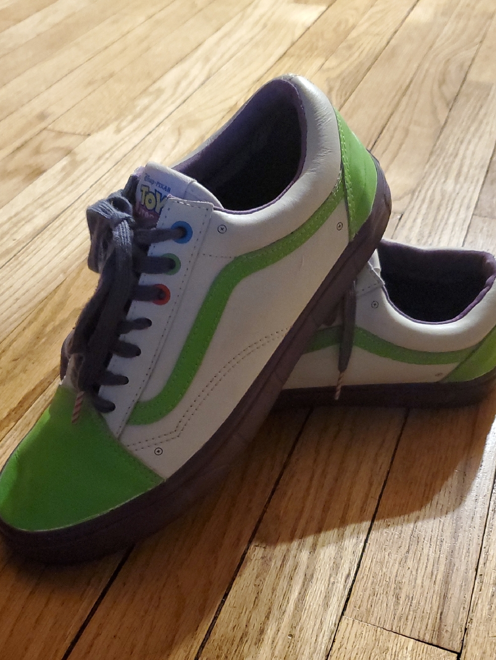 Rare Vans Disney/Pixar Green and White Low-Top Skate Shoe